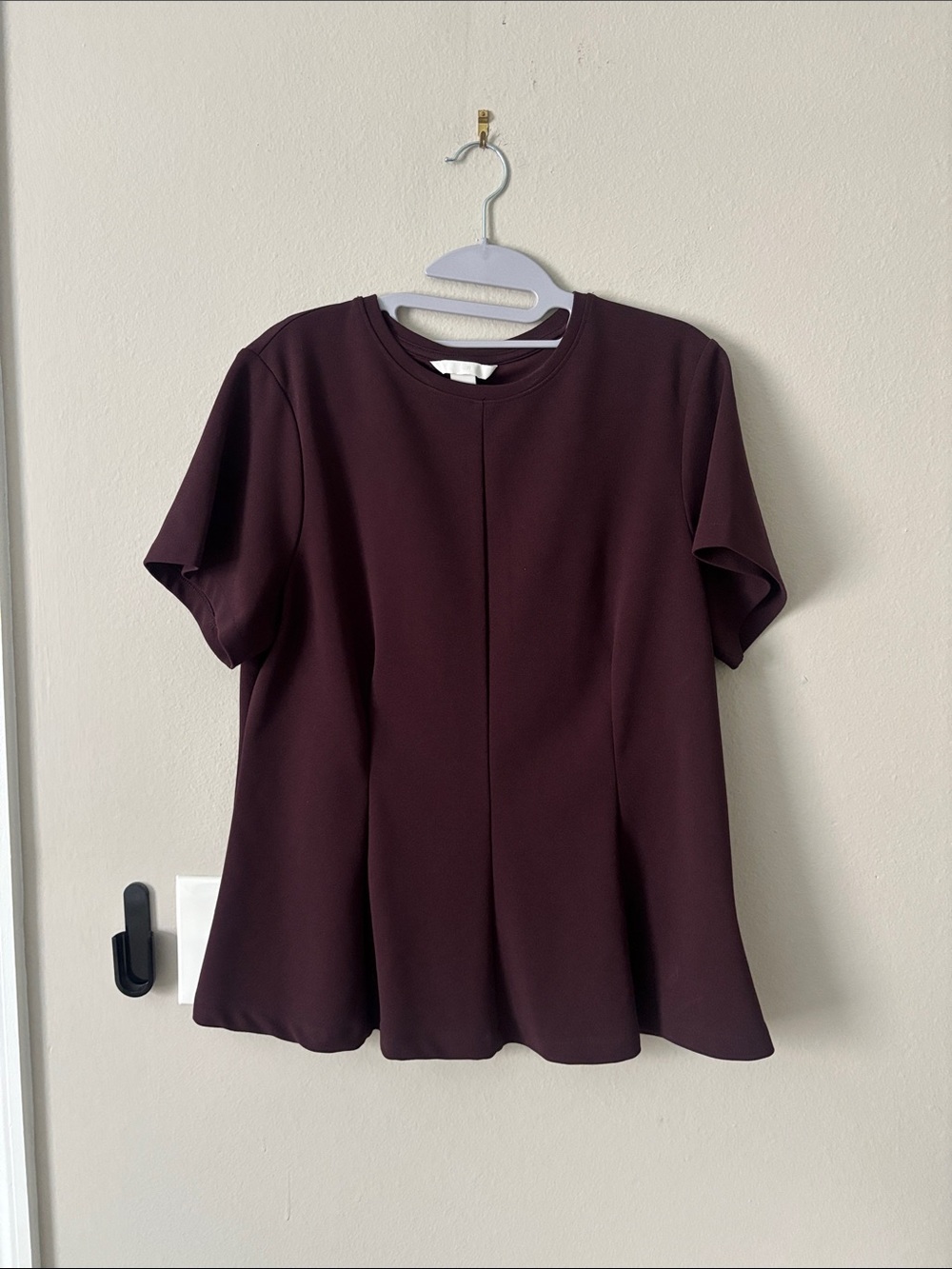 H&M Women’s Short Sleeve Peplum Top - Deep Plum